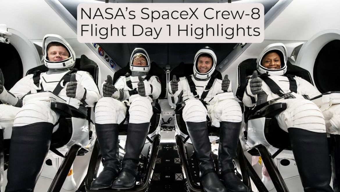 NASA’s SpaceX Crew-8 Flight Day 1 Highlights….03-04-2024